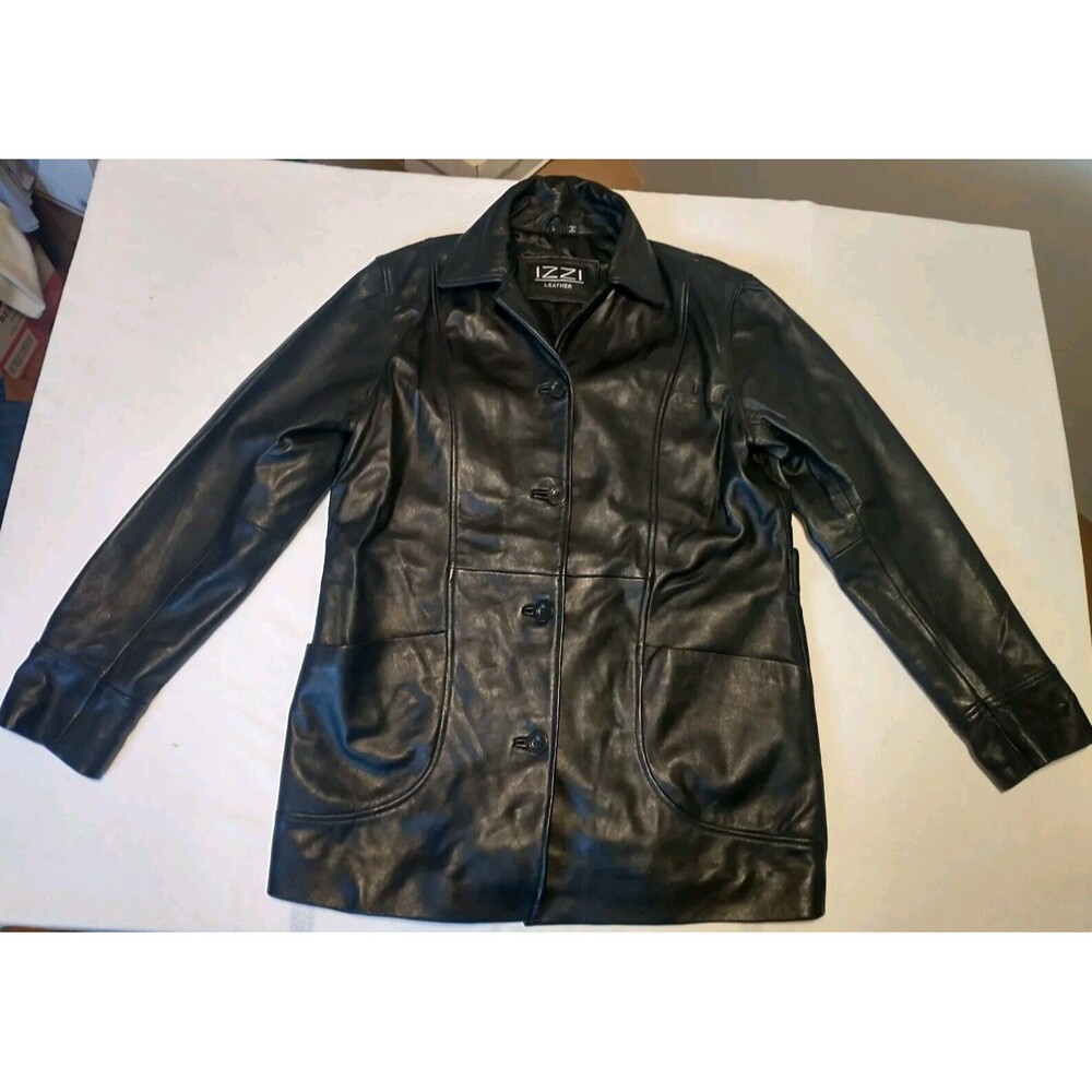 IZZI  LEATHER Black jacket large (298 of 300) Rn 38843
